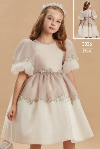 فستان اورجنزا تركي مع شنطة وطوق 3 - 9 سنوات