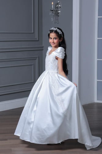 فستان بناتي بكلفه وجيبون 3 - 11 سنة