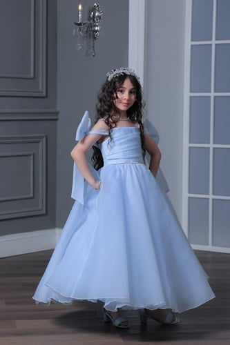 فستان بناتي بجيبون فخم 2 الى 11 سنه