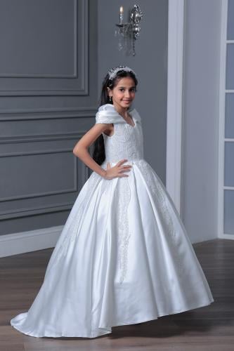 فستان بناتي بكلفه وجيبون 3 - 11 سنة