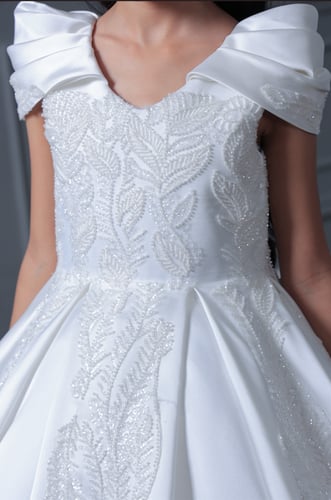 فستان بناتي بكلفه وجيبون 3 - 11 سنة