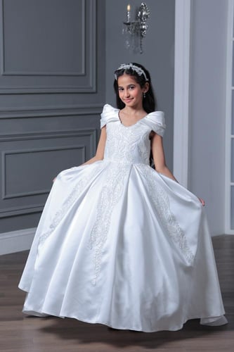 فستان بناتي بكلفه وجيبون 3 - 11 سنة