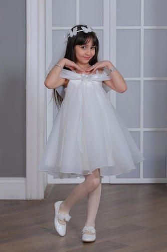 فستان بناتي مع طوق من 7 الى 11 سنوات