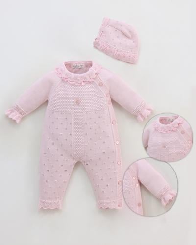 بربتوز مع قبعة مواليد بناتي من0 الى 6 شهور