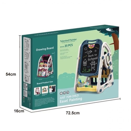 2 في 1 رف كتب مع سبورة للاطفال (وردي)