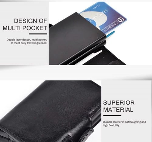 محفظة ذكية دبل تستوعب 14 بطاقة اخراج البطاقات بزر