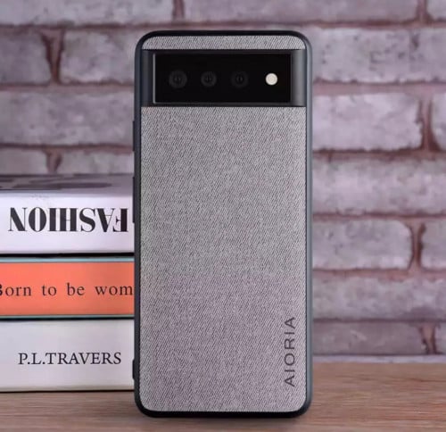 كوفر خلفي رمادي لجهاز جوجل بكسل 6 من الربل والقماش...