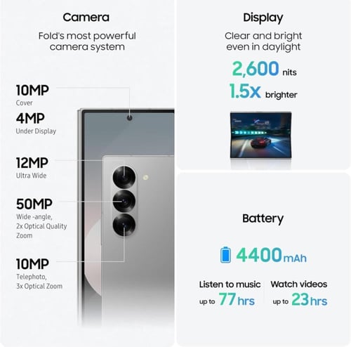 سامسونج جالاكسي زد فولد 6، هاتف ذكي يعمل بنظام الذ...