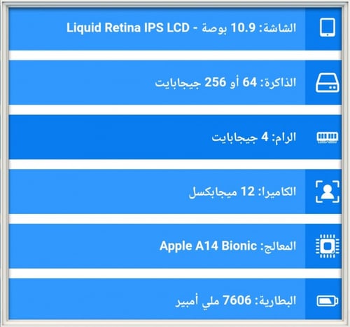 ايباد اير 4 موديل 2020 , 64 جيجا واي فاي + منفذ شر...