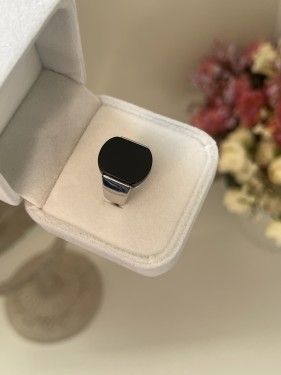 خاتم فضه بحجر اسود