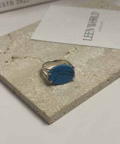 خاتم فضه ازرق فيروزي