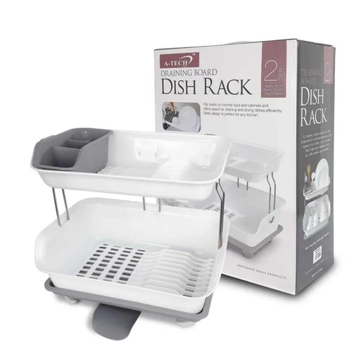 صفاية أطباق حوض المطبخ بلاستيك رمادي / أبيض