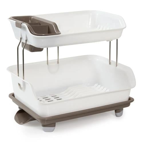 صفاية أطباق حوض المطبخ بلاستيك بني / أبيض