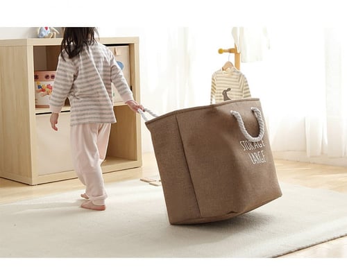 سلة تخزين ملابس الغسيل سادة بسعة كبيرة في السعودية