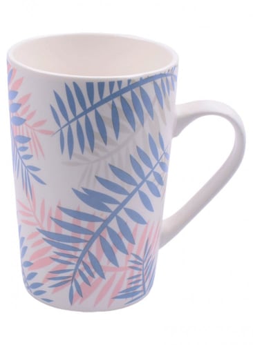 كوب قهوة سيراميك بنقوش أوراق الشجر