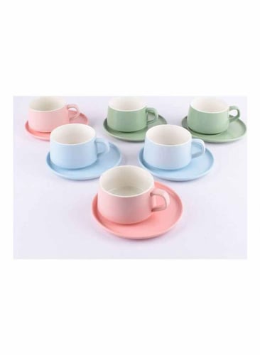 طقم اكواب وصحون قهوة سيراميك فاخرة 13 قطعة في السع...