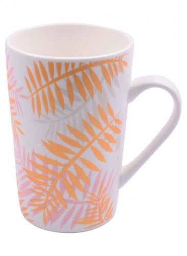 كوب قهوة سيراميك بنقوش أوراق الشجر