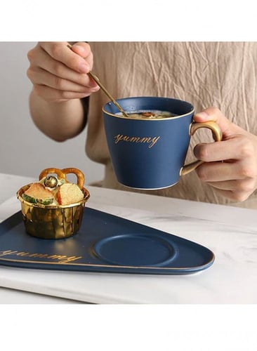 كوب قهوة سيراميك لتقديم رأقي بألوان مميزة 3 قطع