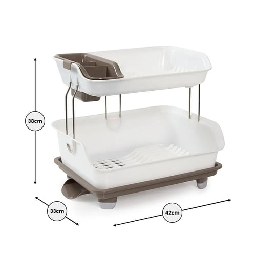 صفاية أطباق حوض المطبخ بلاستيك بني / أبيض