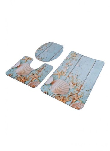 دعاسات حمام 3 قطع مانعه للانزلاق بتصميم قواقع ونجو...