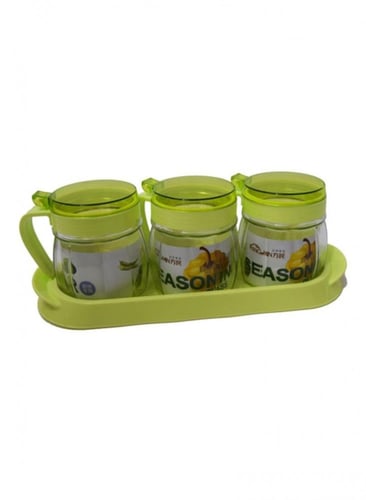 حافظات توابل زجاجية شفافة مع ملعقة مثقوبة