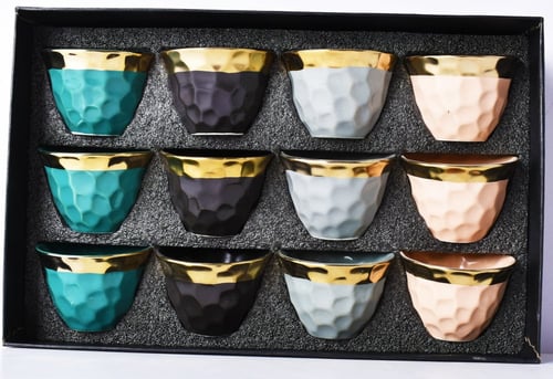 فناجين قهوة سيراميك ملون 12 قطعة