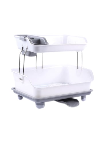 صفاية أطباق حوض المطبخ بلاستيك رمادي / أبيض