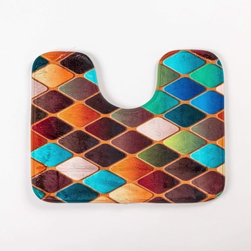 دعاسات حمام 3 قطع مانعة للانزلاق بتصميم كاروهات