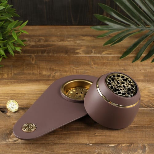 مبخرة سليكون أنيقة محمولة تعمل بالفحم مع نقوش ذهبي...