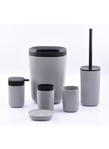 طقم إكسسوارات حمام من 6 قطع رمادي/أسود