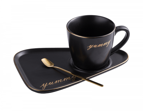 كوب قهوة سيراميك لتقديم رأقي بألوان مميزة 3 قطع