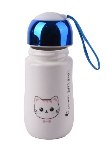 كوب حافظ للحرارة مع تصميم خارجي على شكل قطة