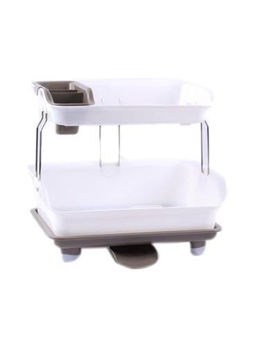 صفاية أطباق حوض المطبخ بلاستيك بني / أبيض