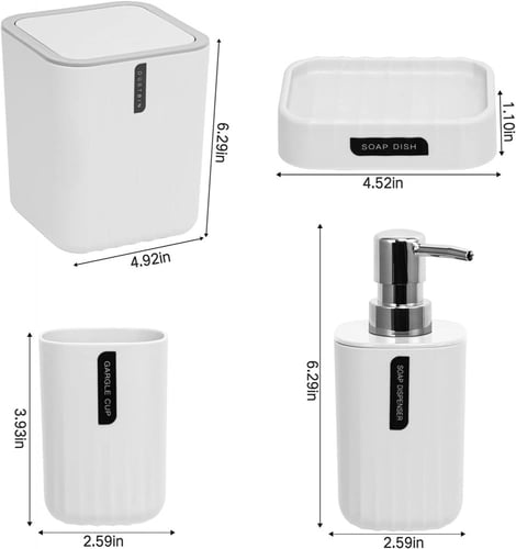 طقم اكسسوارات حمام من 4 قطع-أبيض