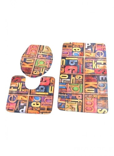 دعاسات حمام 3 قطع مانعه للانزلاق بتصميم خشبي للحرو...