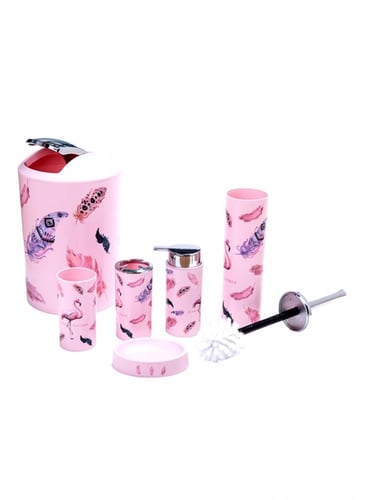 طقم حمام بنقوش وطبعات جميلة 6 قطع في السعودية