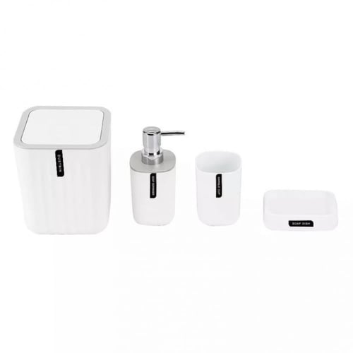 طقم اكسسوارات حمام من 4 قطع-أبيض