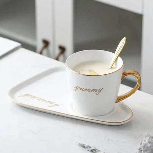 كوب قهوة سيراميك لتقديم رأقي بألوان مميزة 3 قطع