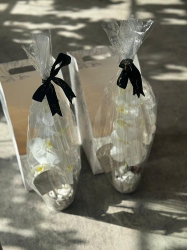 فازة الاسمنت مع ورد الاوركيد شامل اللوقو