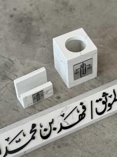 طقم ستاند مكتب رخام طبيعي بحجم كبير