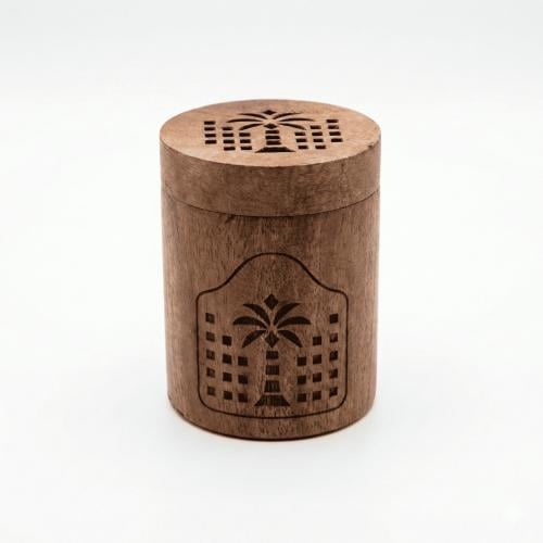 Wooden traditional incense holder, cylindrical sha...
