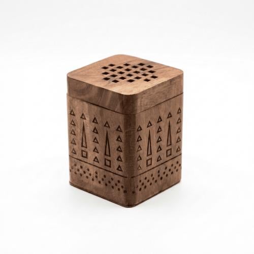 Wooden heritage incense holder square shape _ Salm...