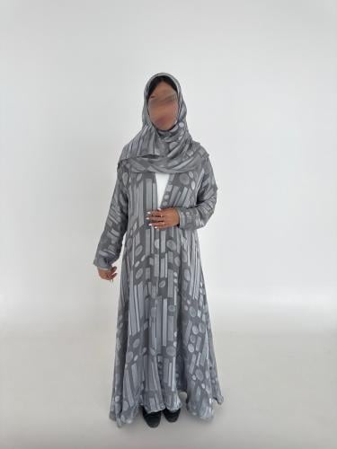 Sky blue chiffon abaya embroidered