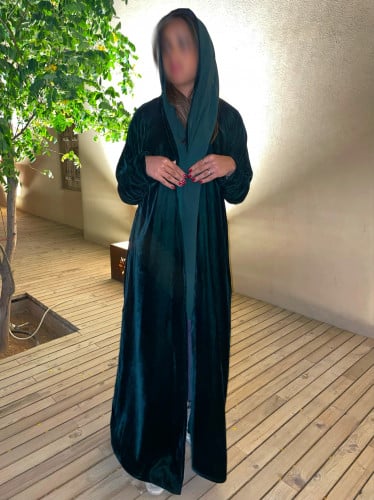 عباية زيتي مع كم زم