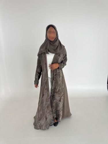 A patterned abaya from the front