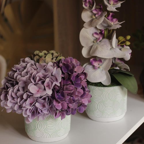 باقات ورد صناعي هيدرانجا وأوركيد