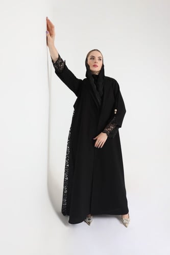 Lace flower abaya