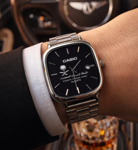 ساعة كاسيو casio LTP اسود بشعار سيفين ونخلة