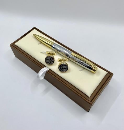 طقم قلم و كبك لون فضي من كاتيرا