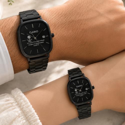 طقم ساعة كاسيو CASIO LTP رجالي ونسائي اسود